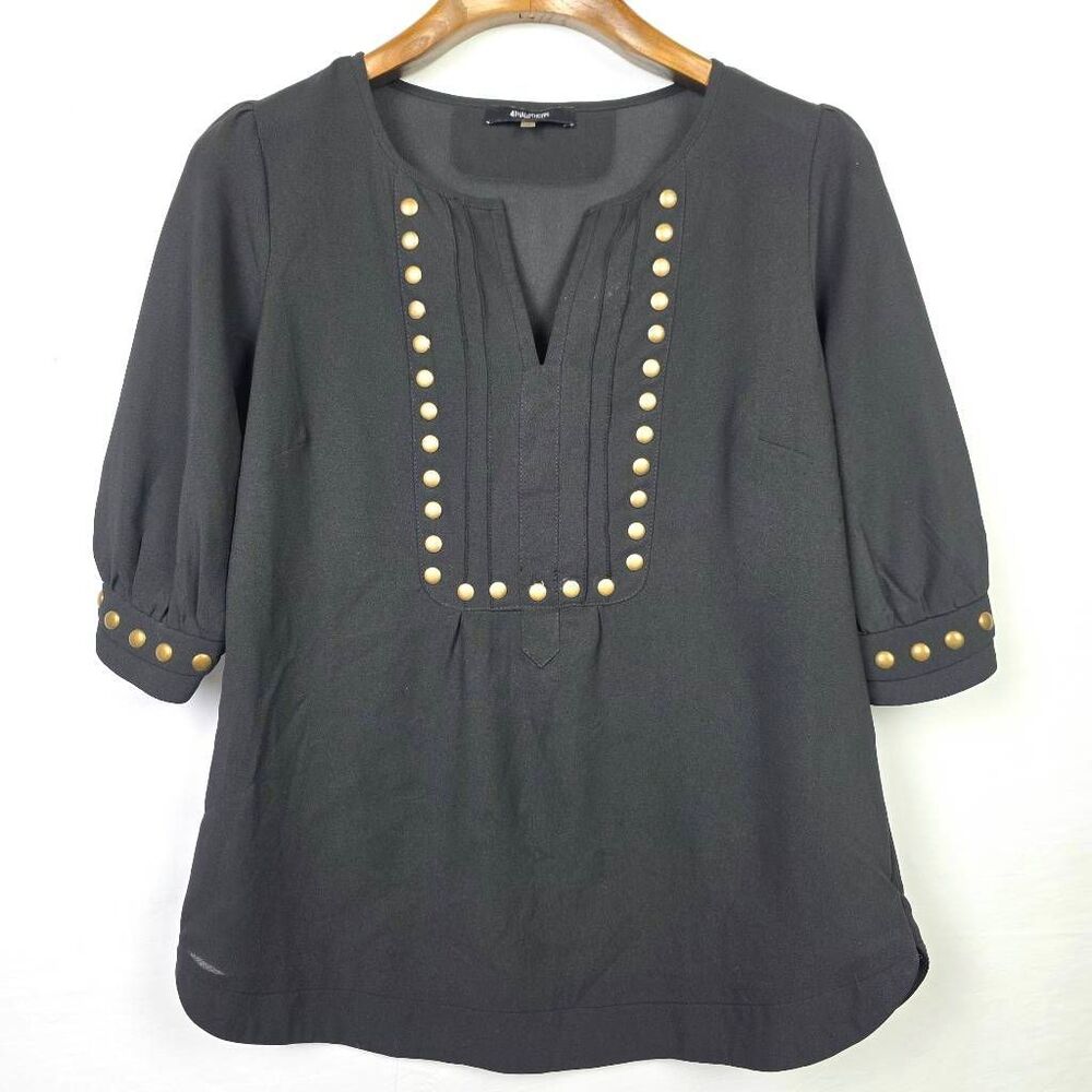 41 Hawthorn Black Studded Blouse Small Career Top